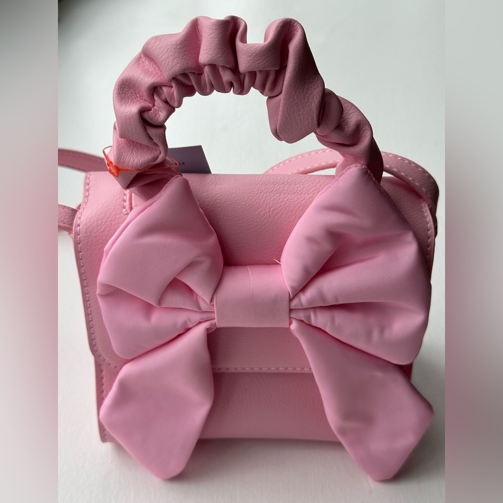 NEW Cat & Jack Girls' Pink Bow Top Handle Crossbody Bag - Picture 9 of 9